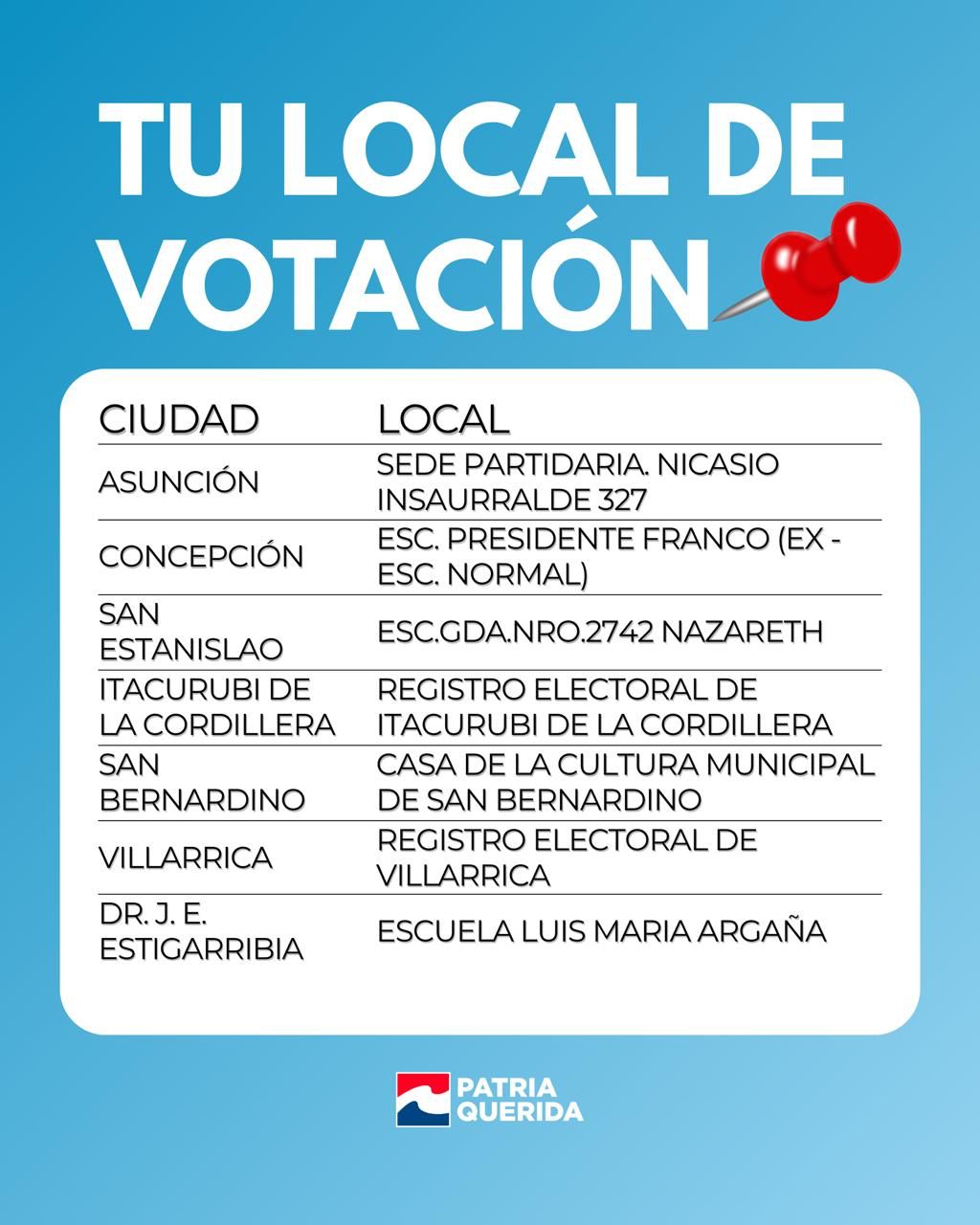 Imagen con detalles del evento Elecciones Internas 2026